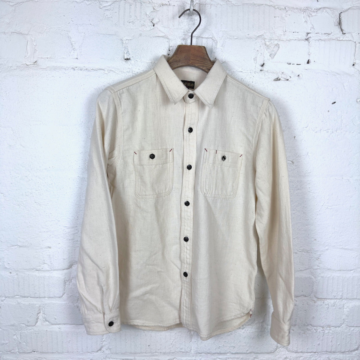 the flat head | fn-sck-008l twill work shirt ivory