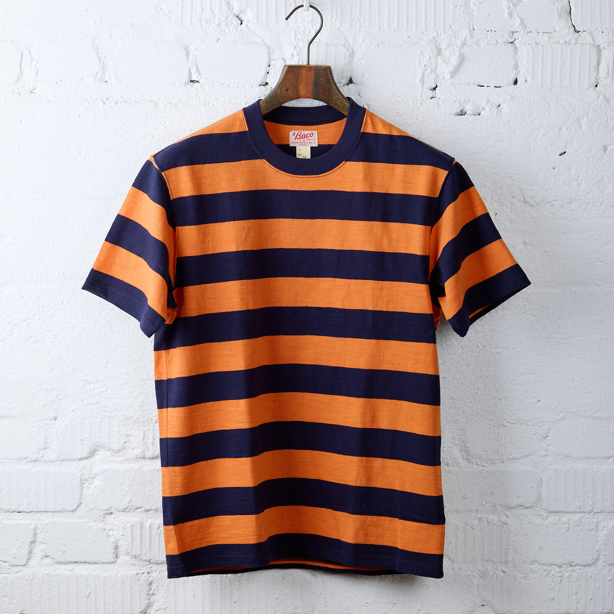 the real mccoy's | buco stripe tee s-s orange x navy – stuf|f-official