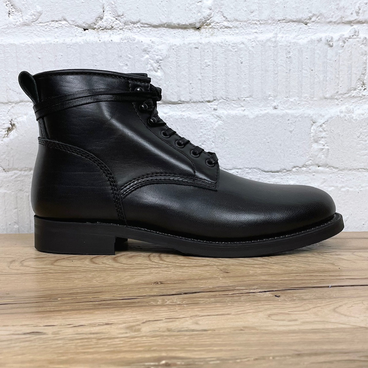 ab-02h-st-lw horsehide lace-up boots - black | addict clothes