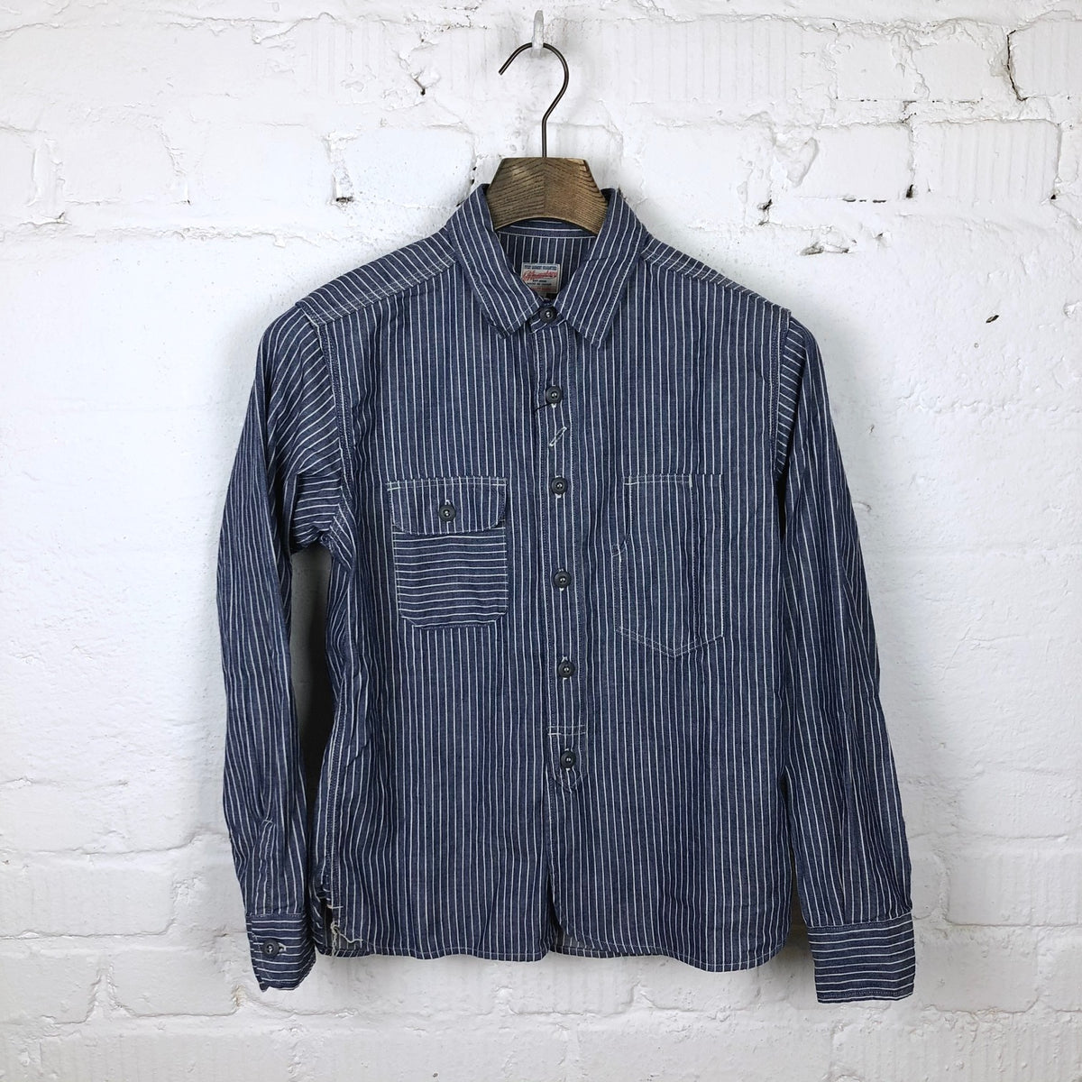 05-297 selvedge stripe shirt - indigo | momotaro | made in japan
