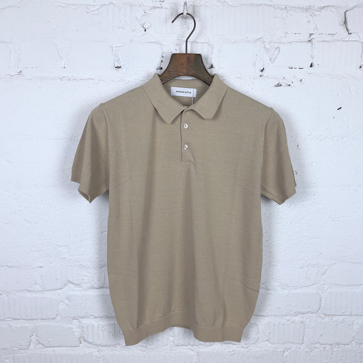 ice cotton polo shirt latte-beige | mooncastle | made in japan