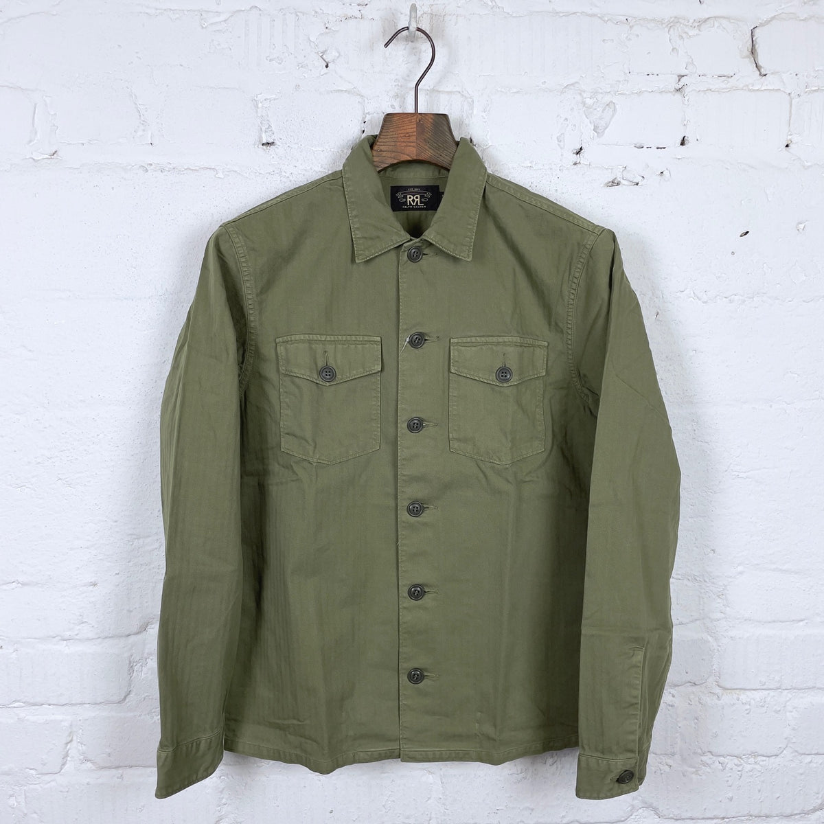 barrow military longsleeve hbt shirt military olive | rrl | made in  philippines – stuf|f-official