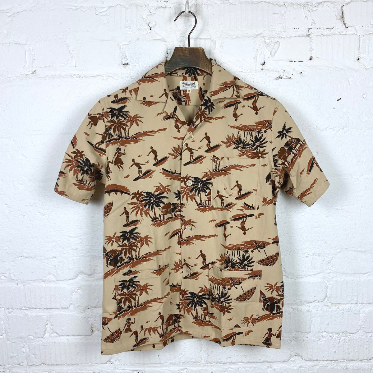 open collar resort s/s shirt - palm tree | the real mccoy