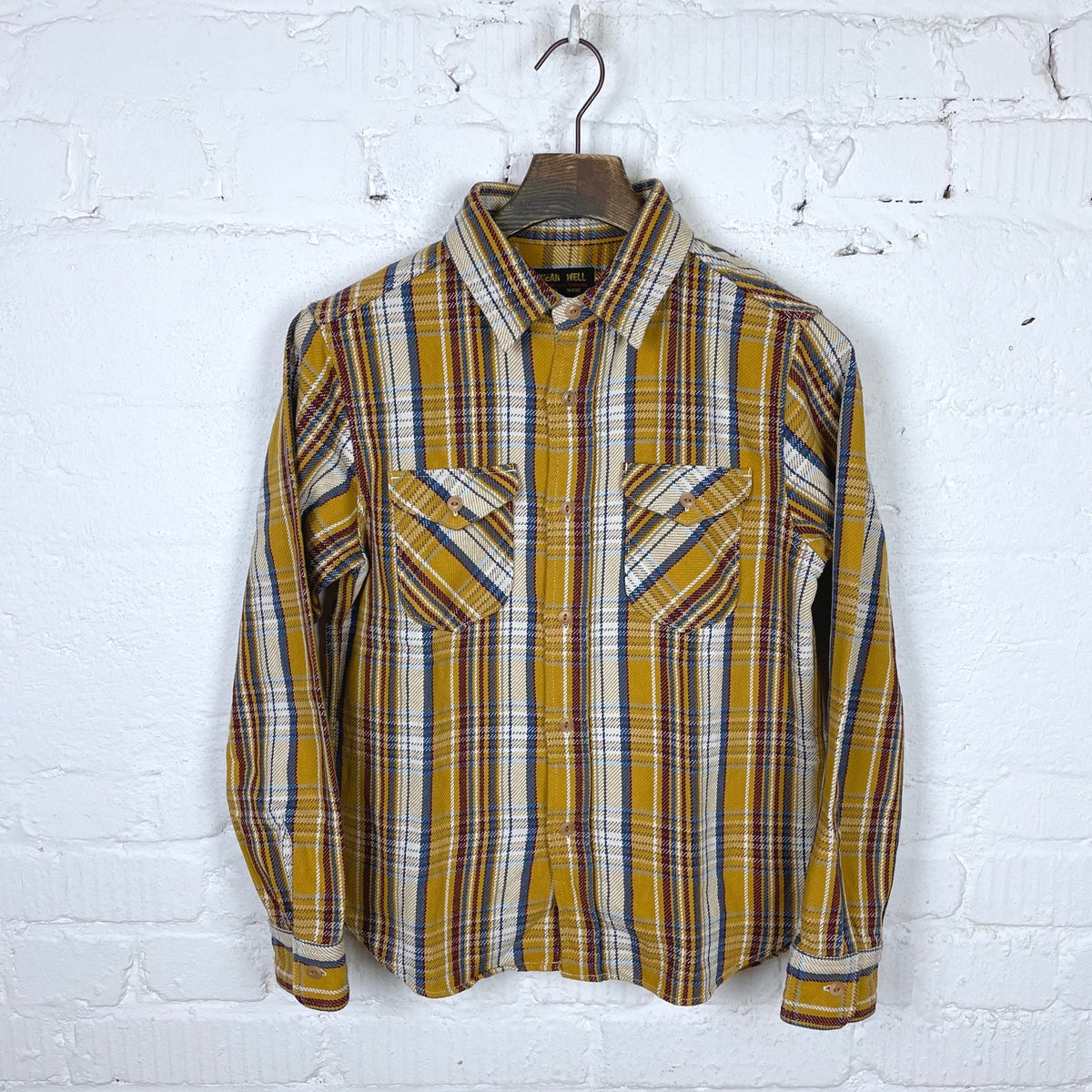 heavy flannel shirt yellow | ues | made in japan – stuf|f-official
