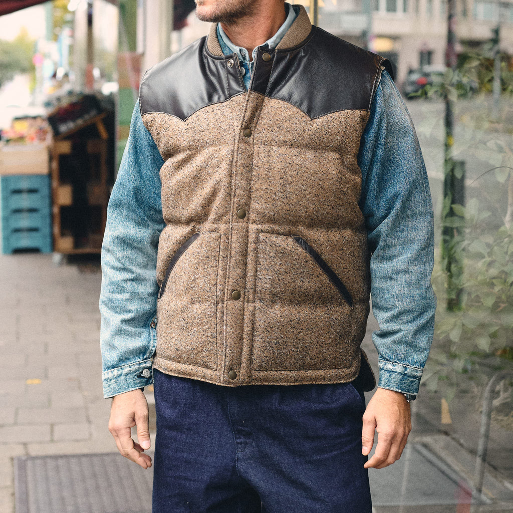 outclass | marl wool down vest - brown - Bild 3