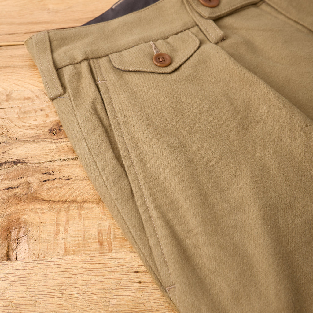 addict clothes | acv-tr02fn single-pleated cotton flannel trousers - beige - Bild 2