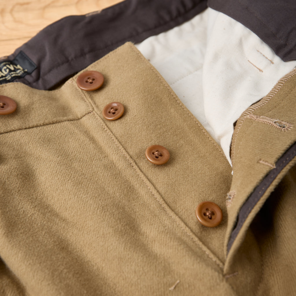 addict clothes | acv-tr02fn single-pleated cotton flannel trousers - beige - Bild 3