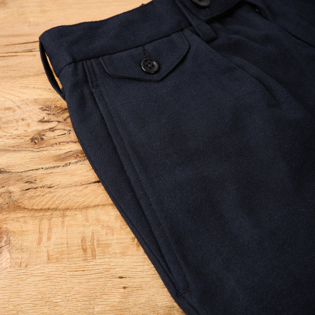 addict clothes | acv-tr02fn single-pleated cotton flannel trousers - navy - Bild 3