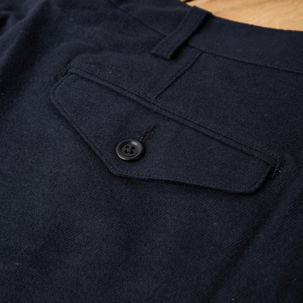 addict clothes | acv-tr02fn single-pleated cotton flannel trousers - navy - Bild 4