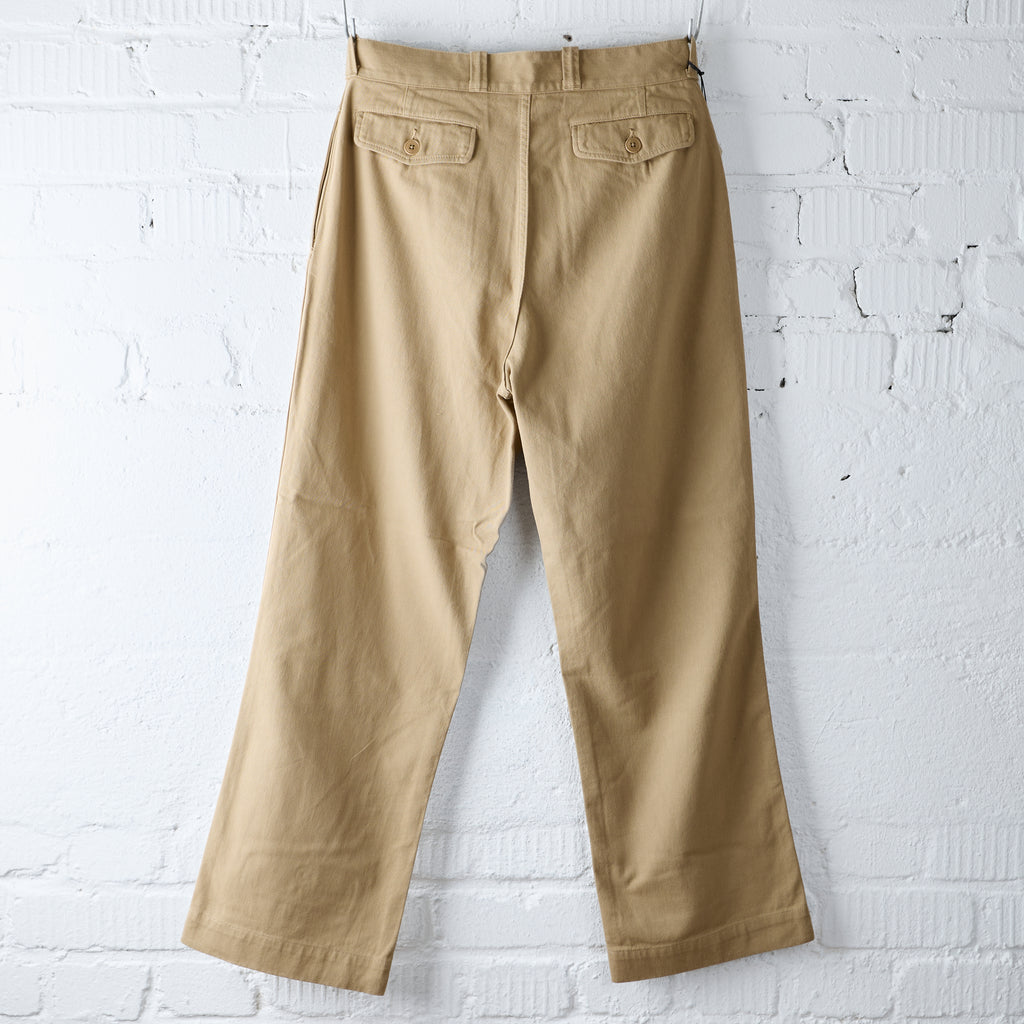 addict clothes | acv-tr04stc double-pleated cotton army wide trousers - beige - Bild 2