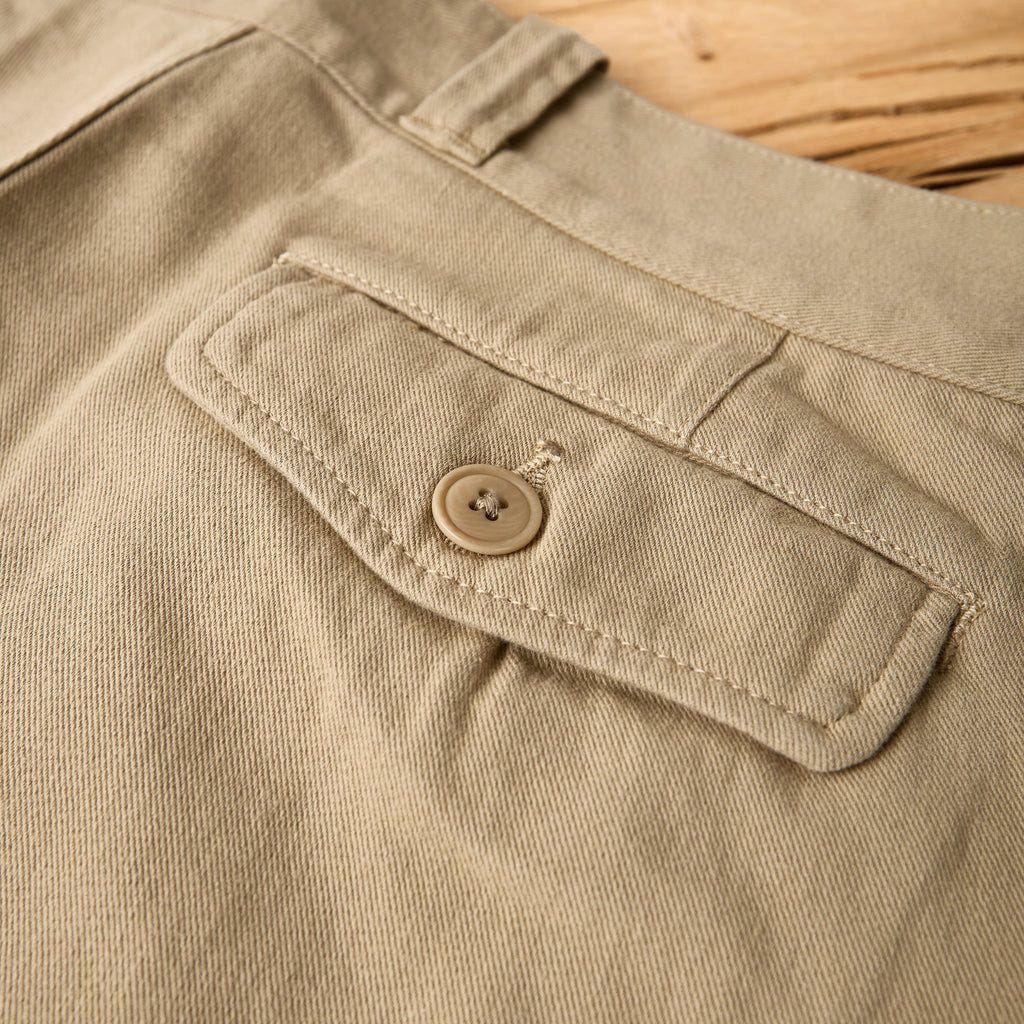 addict clothes | acv-tr04stc double-pleated cotton army wide trousers - beige - Bild 5
