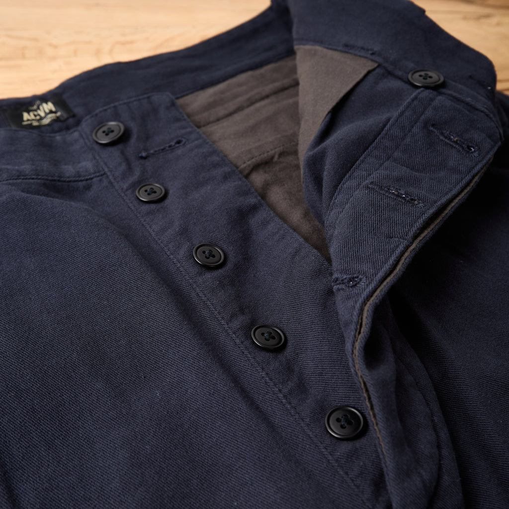 addict clothes | acv-tr04stc double-pleated cotton army wide trousers - navy - Bild 4