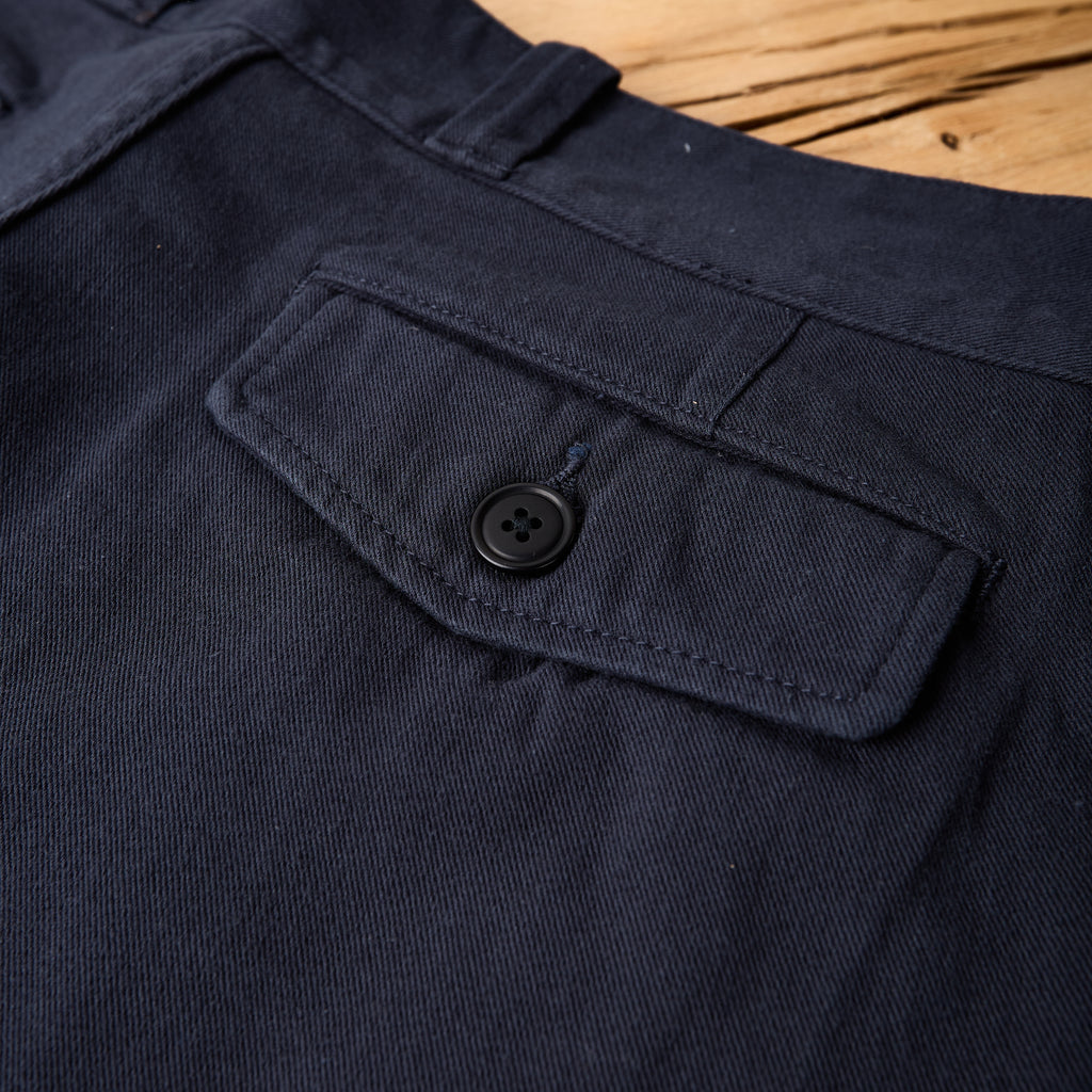 addict clothes | acv-tr04stc double-pleated cotton army wide trousers - navy - Bild 5