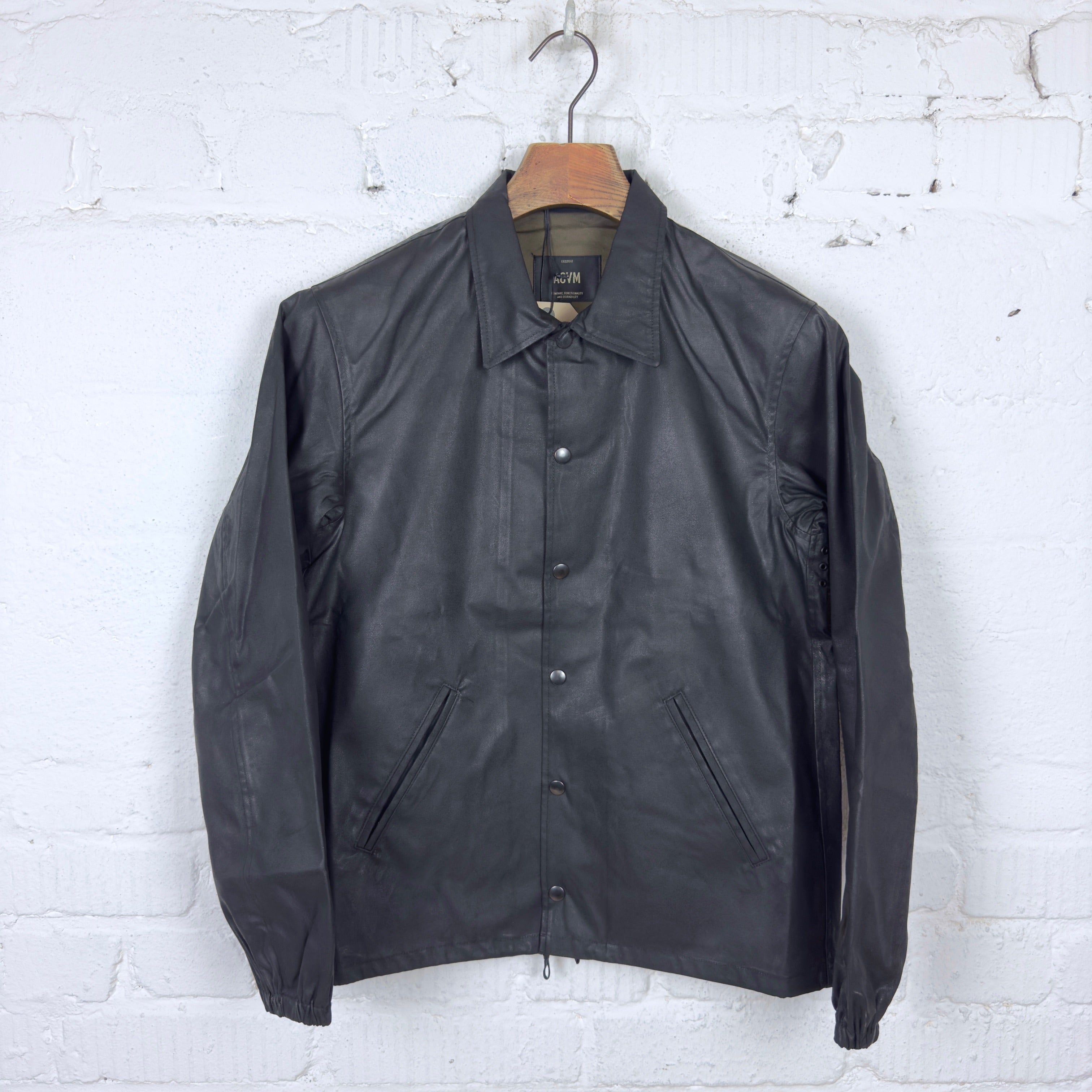 addict clothes | acv-wx03 waxed cotton coach jacket - black