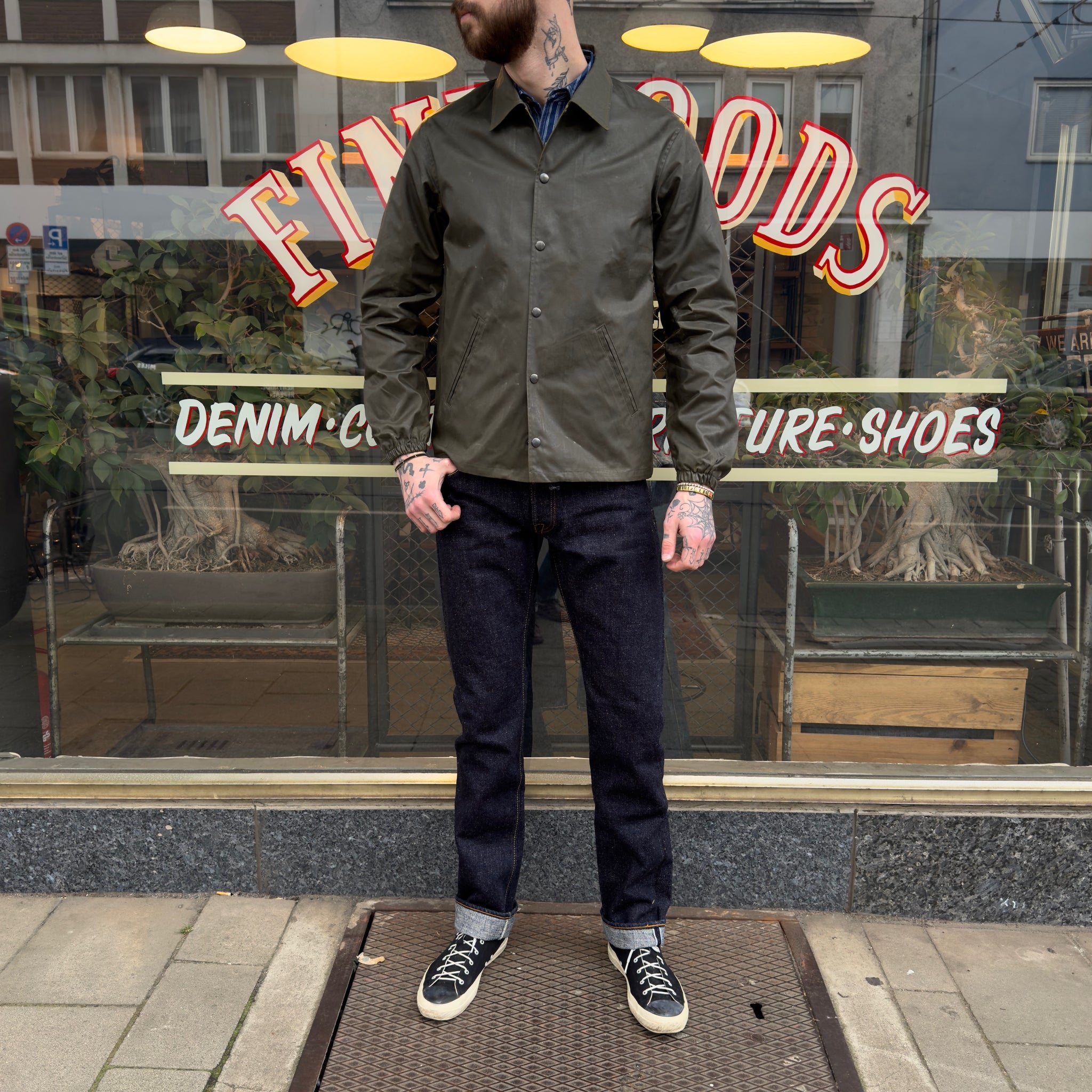 addict clothes | acv-wx03 waxed cotton coach jacket - olive