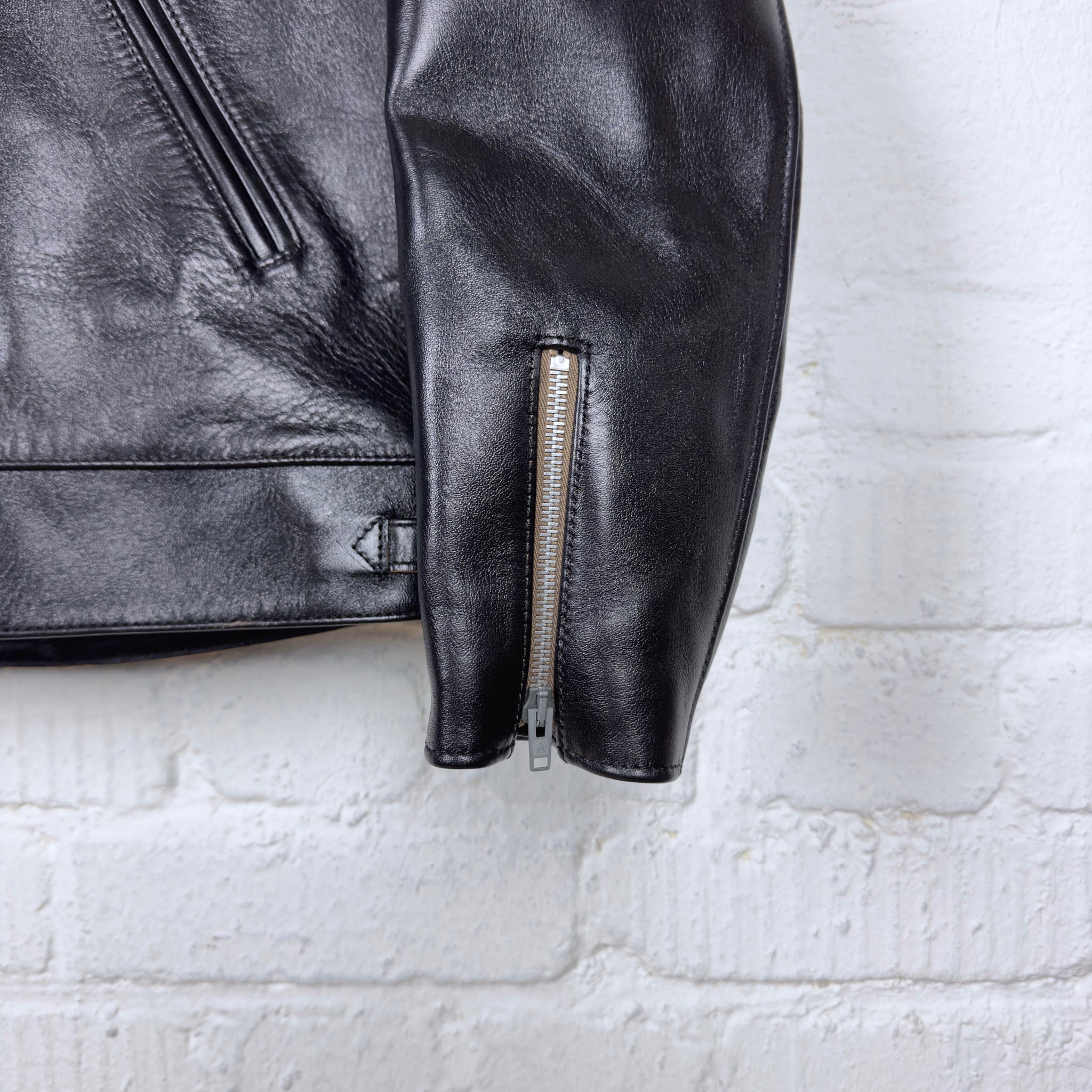 addict clothes | ad-01 horse-hide center-zip jacket black (teacore