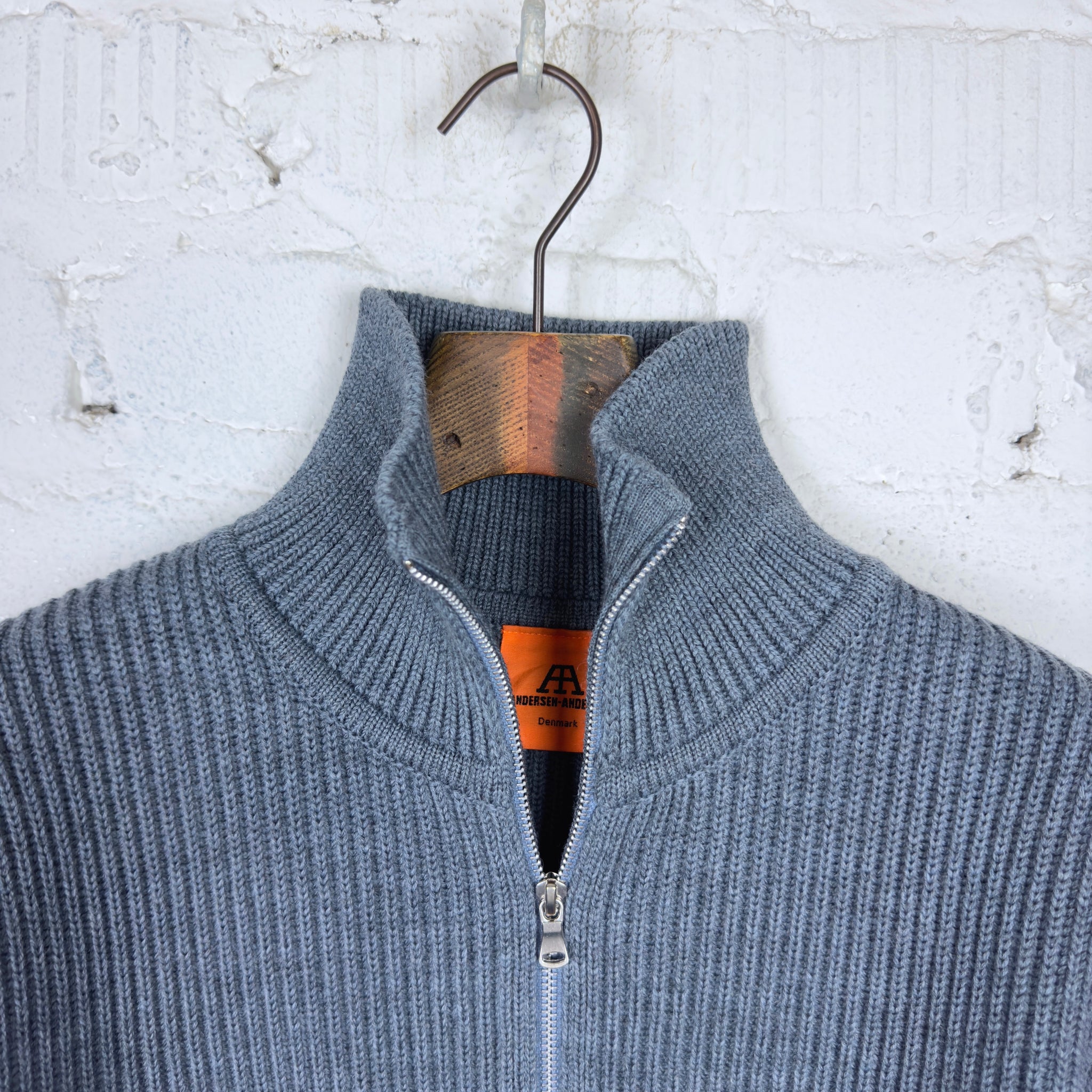 andersen-andersen | navy full-zip pockets light indigo