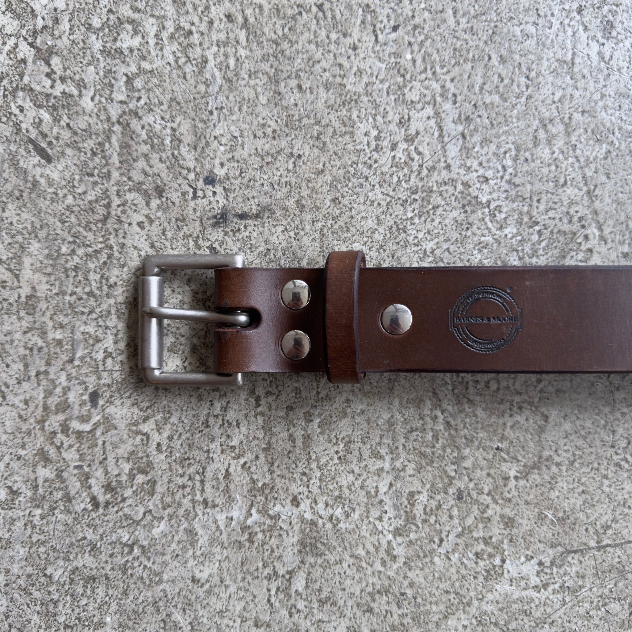 NEW BRAVE LEATHER kiku leather belt in bark/silver Silver Square Titanium Brown Leather Belt | Dress Belt with  main image 2