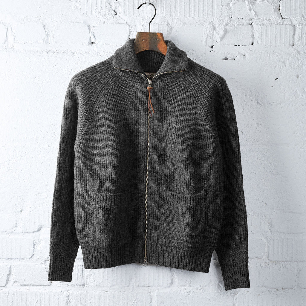 boogie holiday | 12 wool zip cardigan (grey)