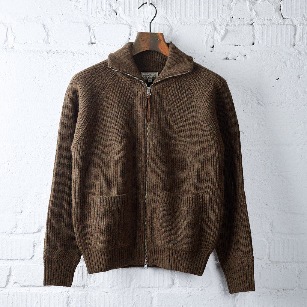 boogie holiday | 12 wool zip cardigan (olive)