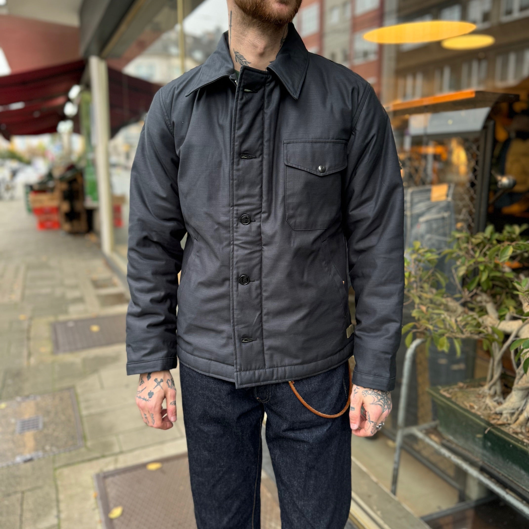 buzz rickson's | br14957 type deck a-2 coat navy – stuf|f-official