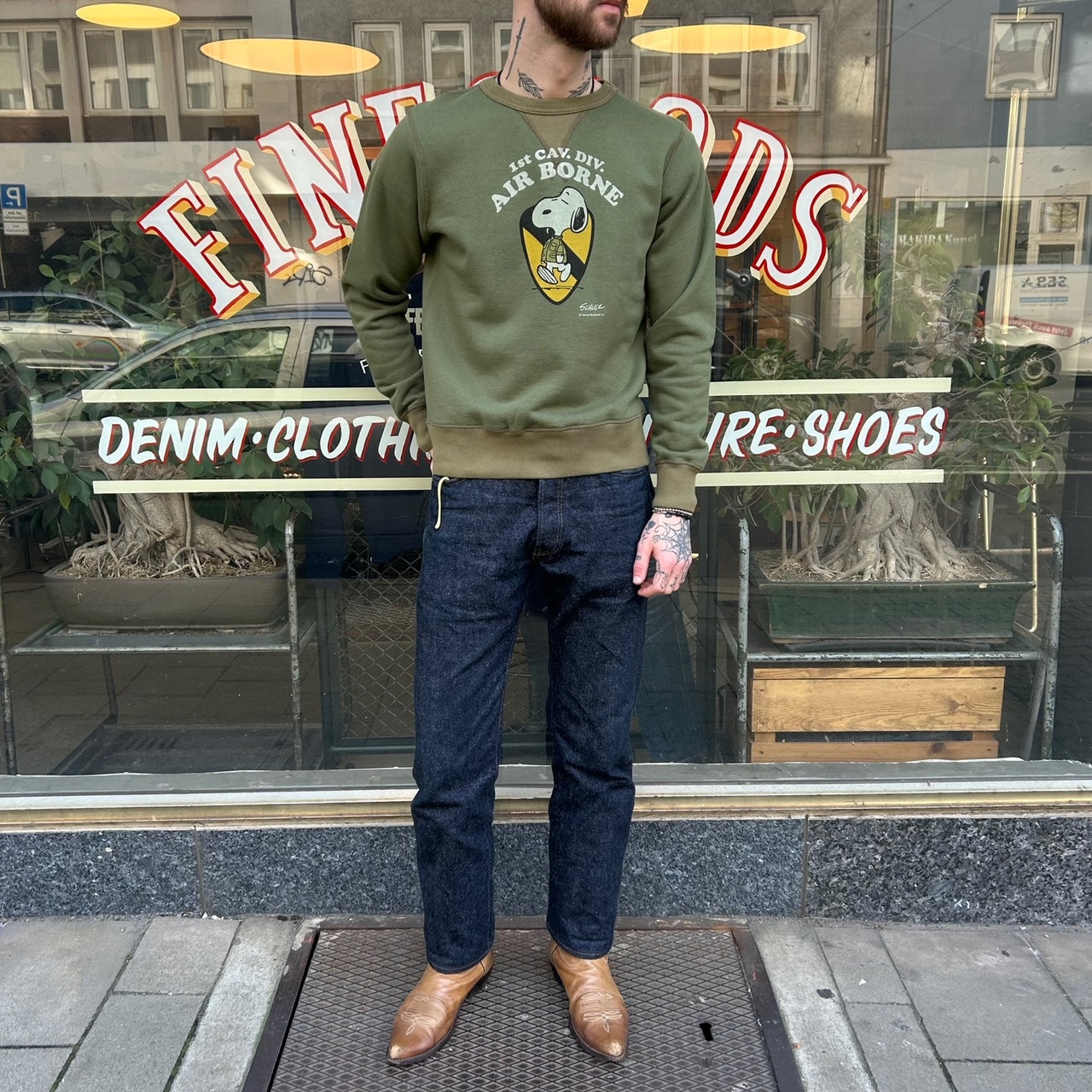 buzz rickson's | br69273 set-in crew sweat x peanuts 