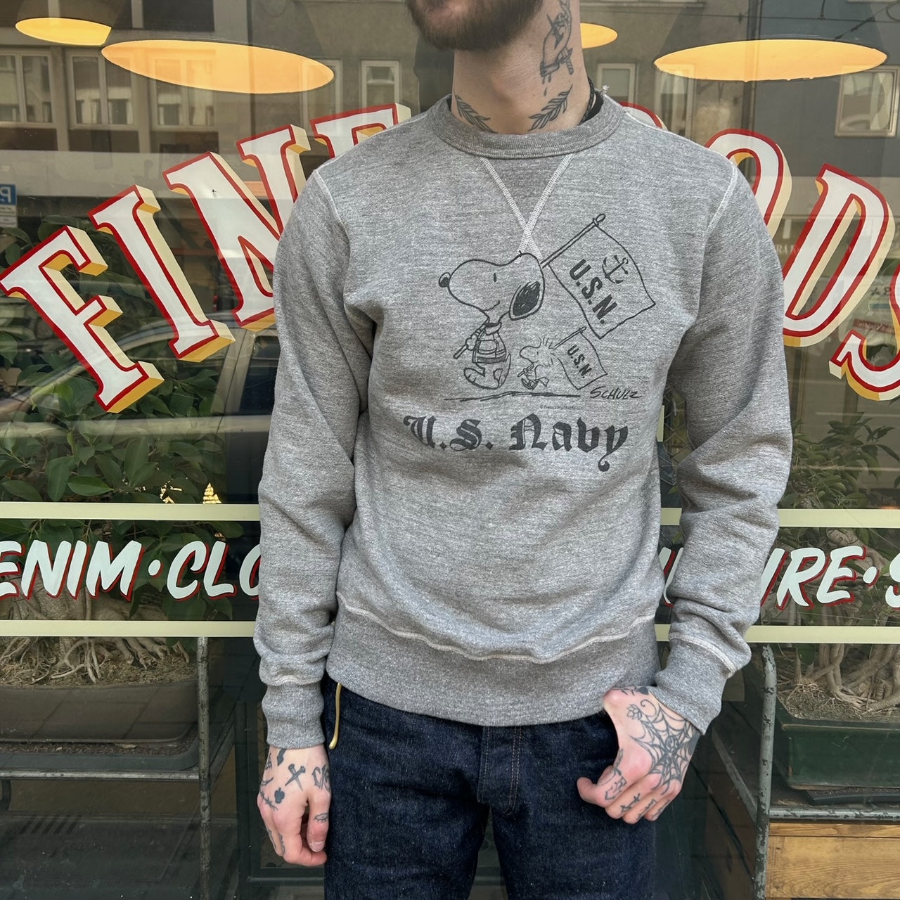 buzz rickson's | br69274 set-in crew sweat x peanuts 