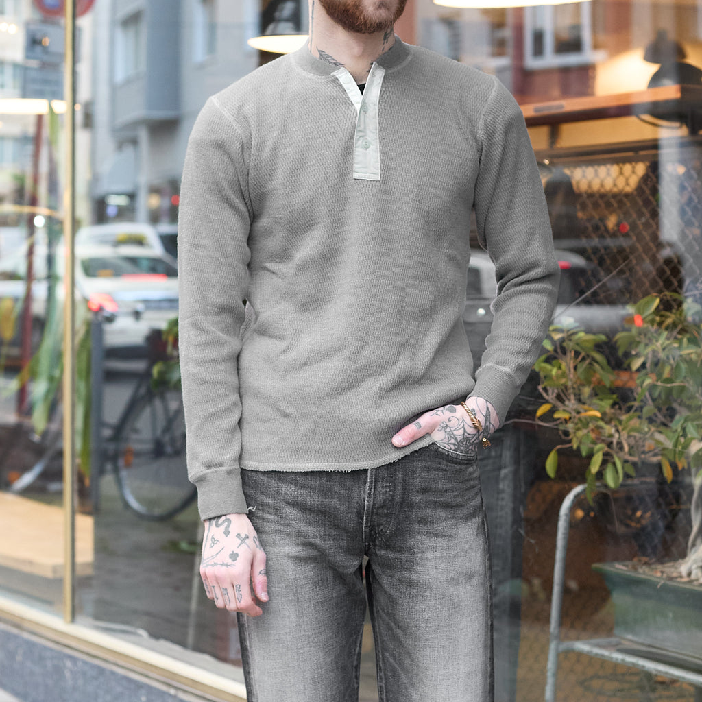 buzz rickson's | l-s thermal henley - h.gray - Bild 2