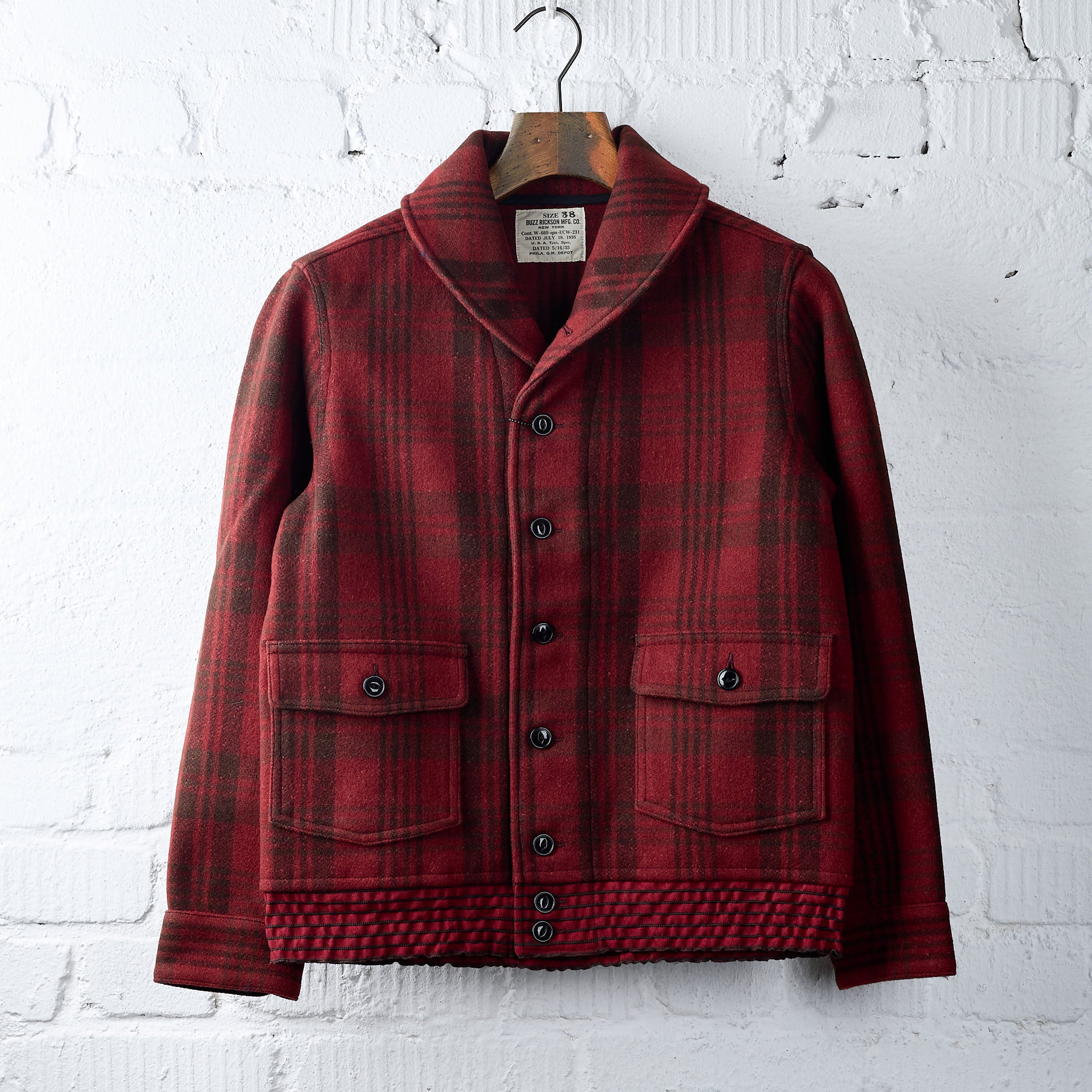 Buzz Rickson Wool buzz rickson's | br15752 jacket, wool, red plaid civilian conservation ...