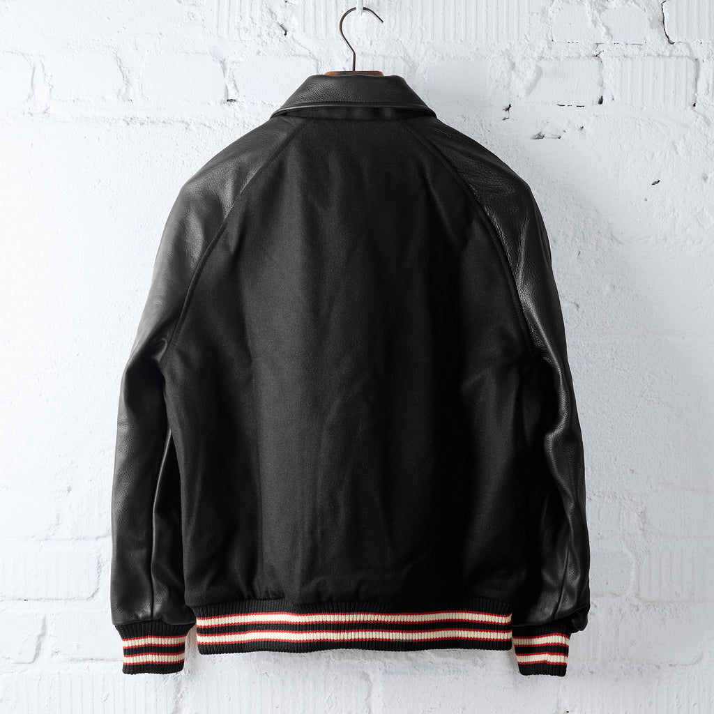 dehen 1920 | byron collar varsity jacket - black / black - Bild 3