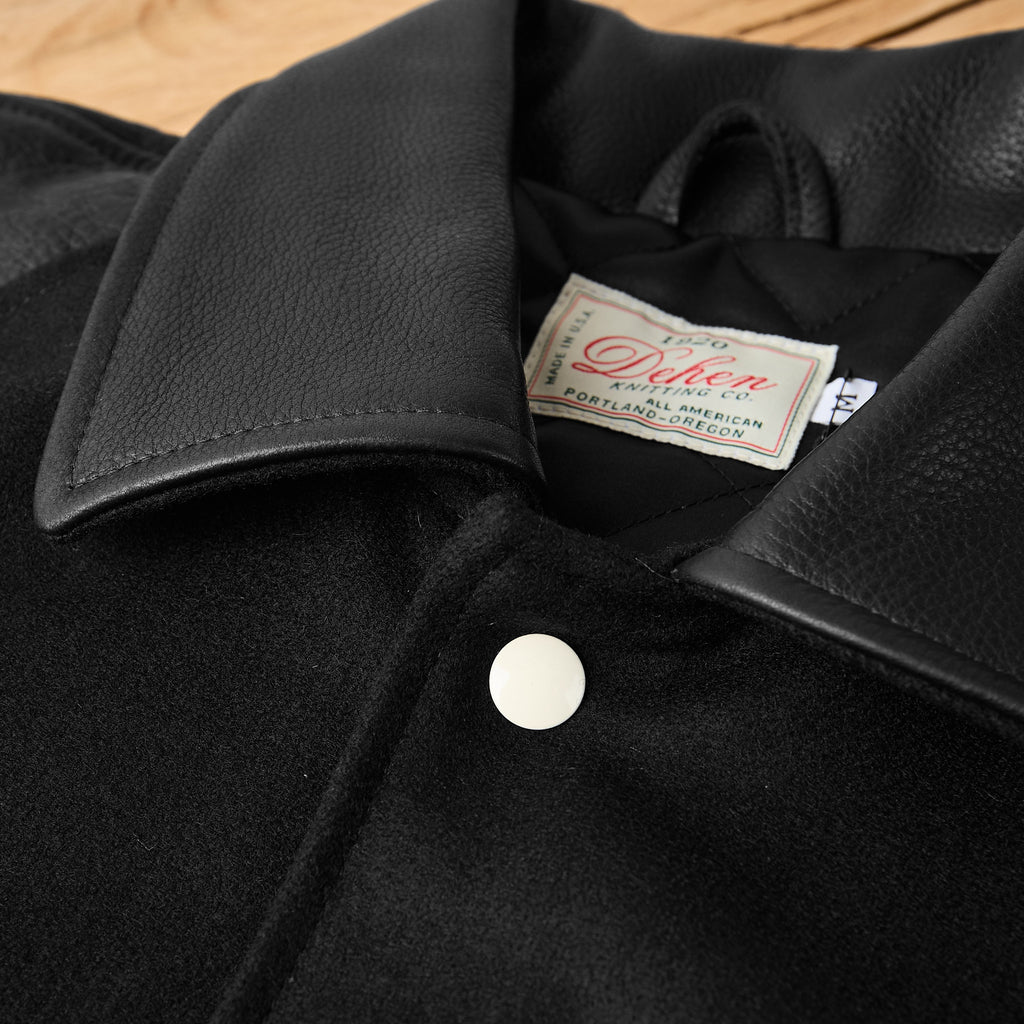 dehen 1920 | byron collar varsity jacket - black / black - Bild 4