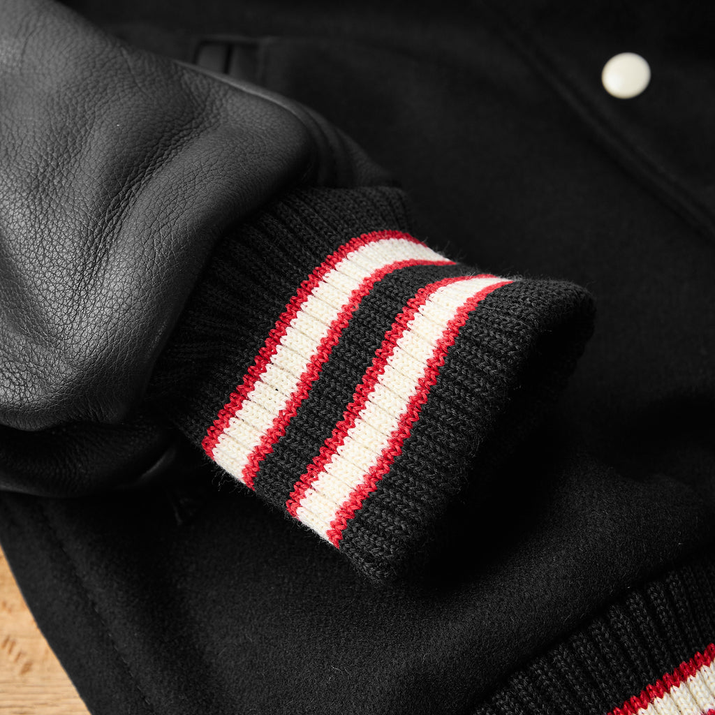 dehen 1920 | byron collar varsity jacket - black / black - Bild 5