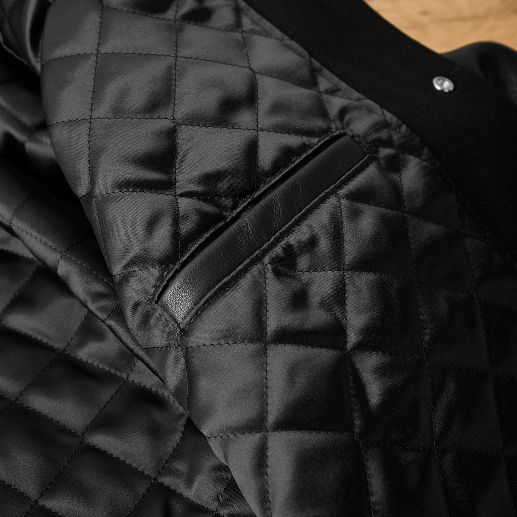 dehen 1920 | byron collar varsity jacket - black / black - Bild 6