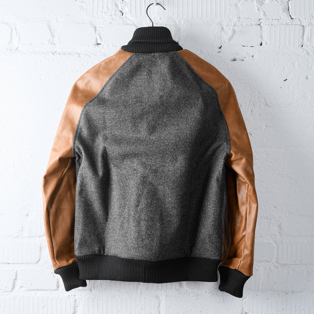 dehen 1920 | raglan varsity jacket - granite / black / antique rust - Bild 3