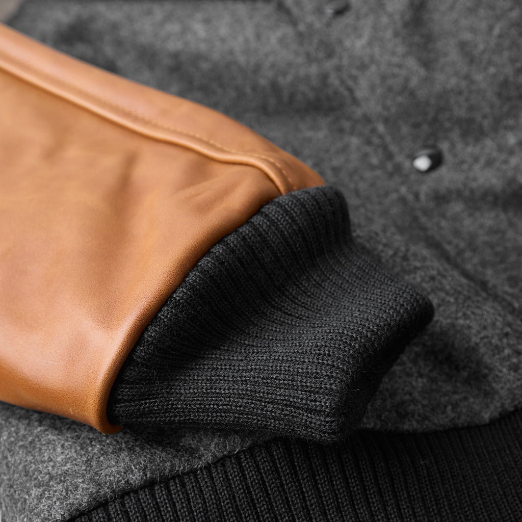 dehen 1920 | raglan varsity jacket - granite / black / antique rust - Bild 5