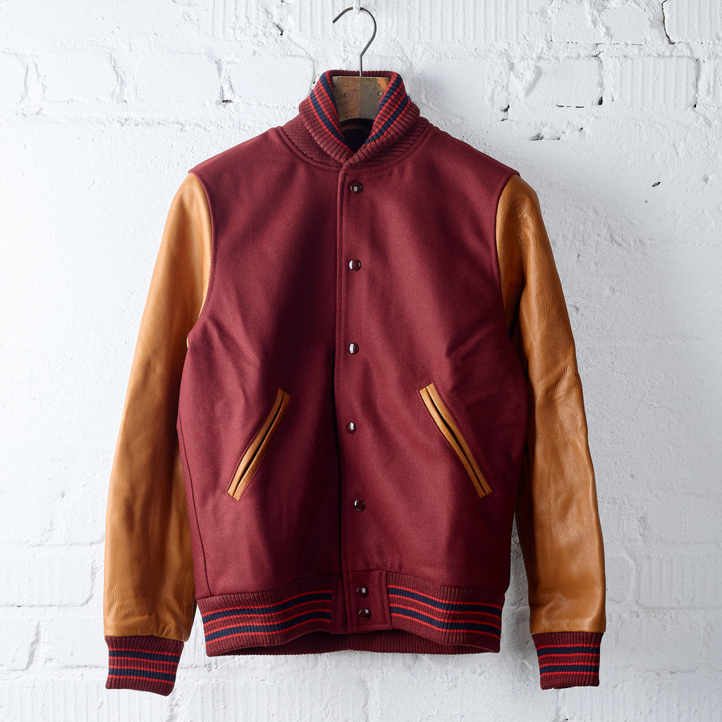 dehen 1920 | varsity jacket - burgundy / antique rust