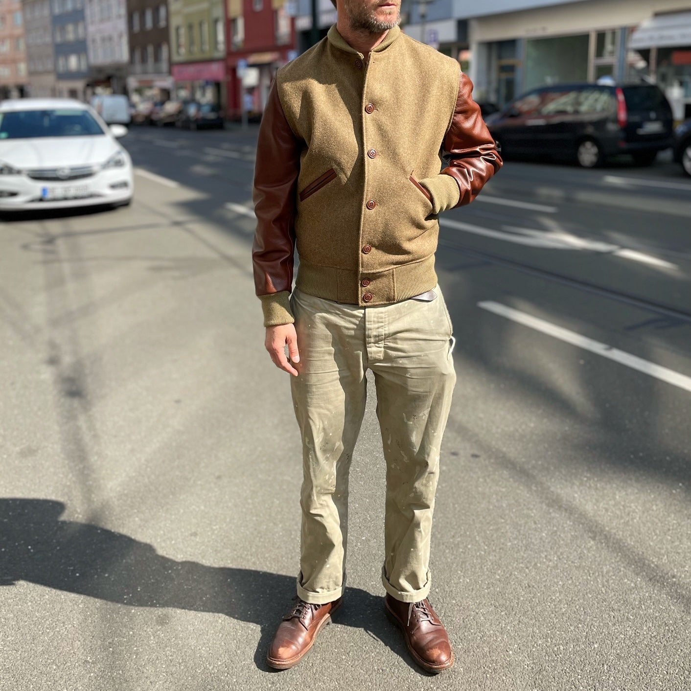 stadium jacket tan waxed canvas | 3sixteen | made in usa – stuf|f