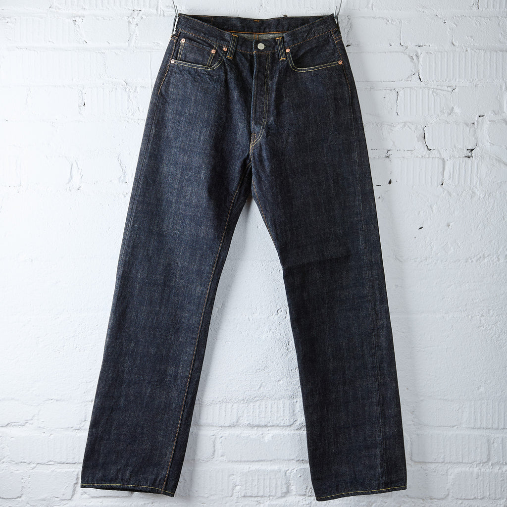 fob factory | f143 14oz selvedge straight 5p rinsed - indigo