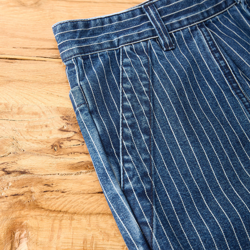 fortela | colonel pinstripe denim shorts - bleach wash – stuf|f-official