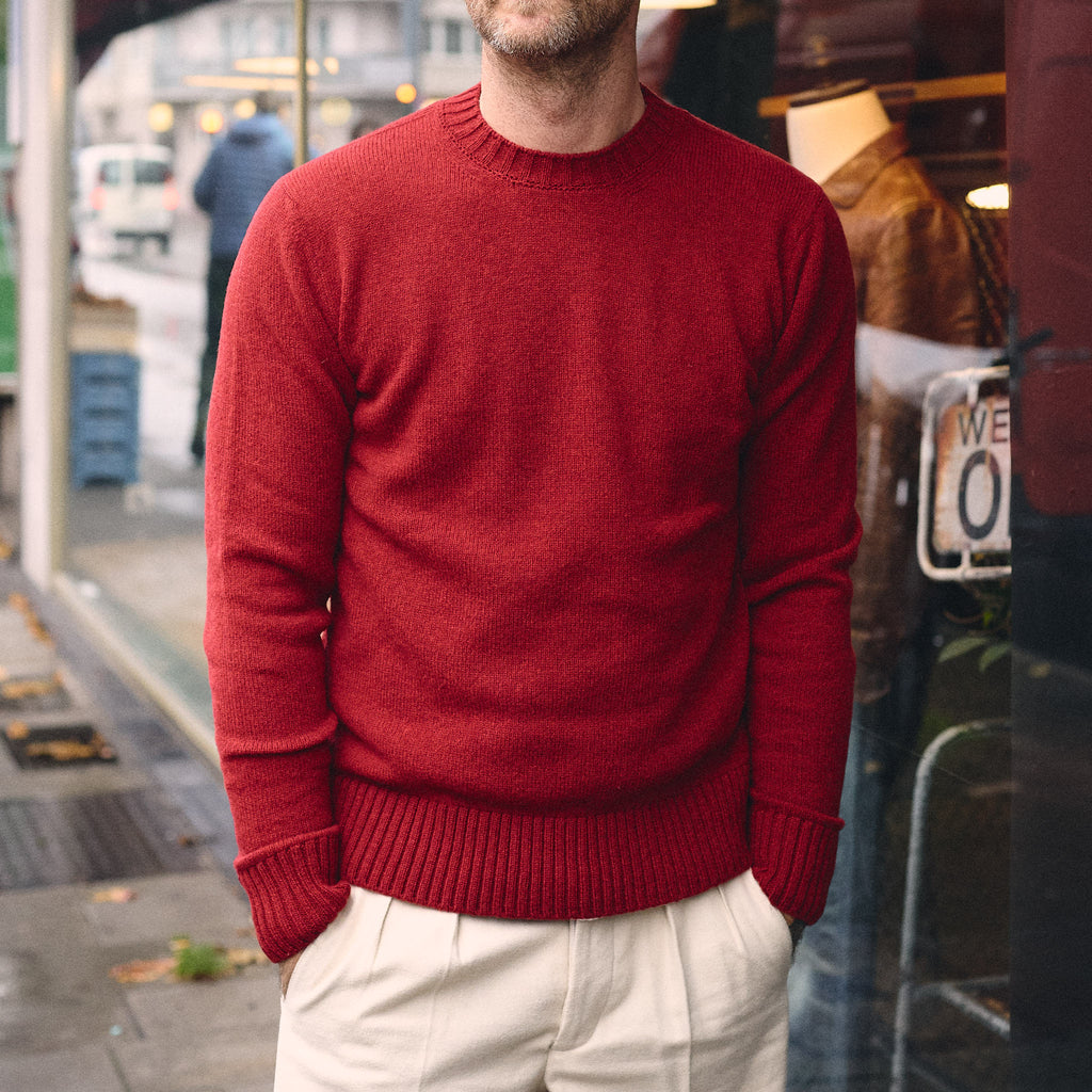 fortela | skipper-99328 knitted wool crew neck sweater - red - Bild 2