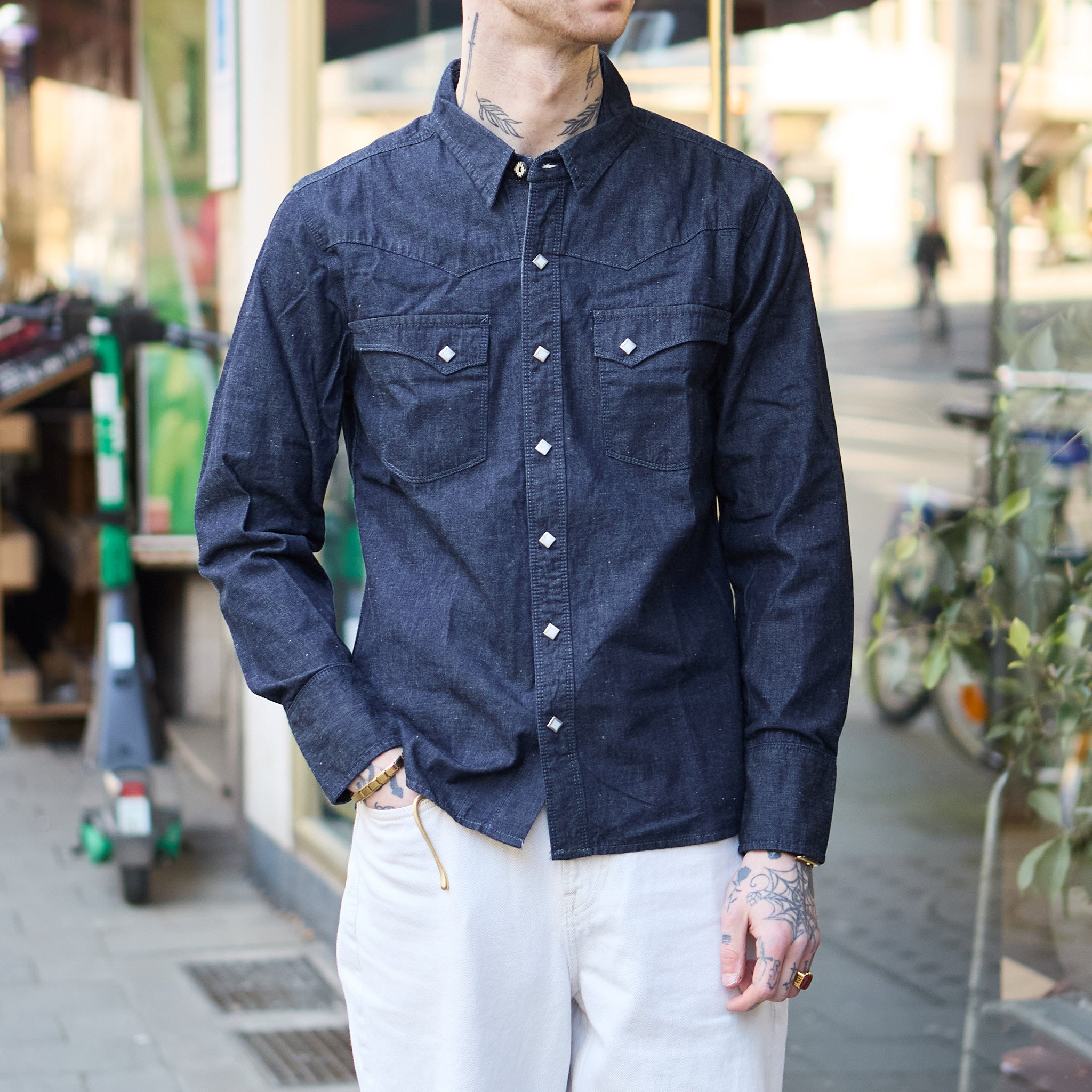 freenote cloth | calico shirt denim rinsed – stuf|f-official