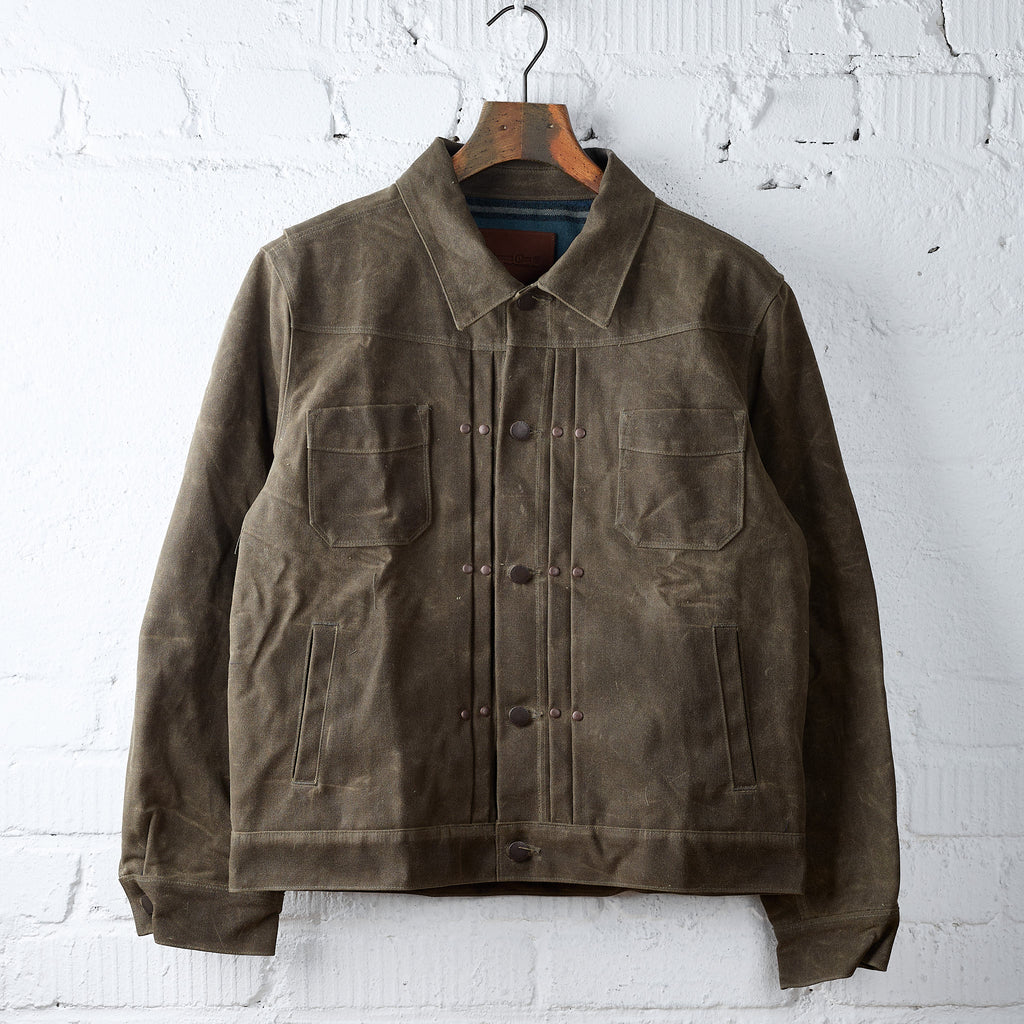 freenote cloth | riders jacket heavy waxed canvas tobacco wool