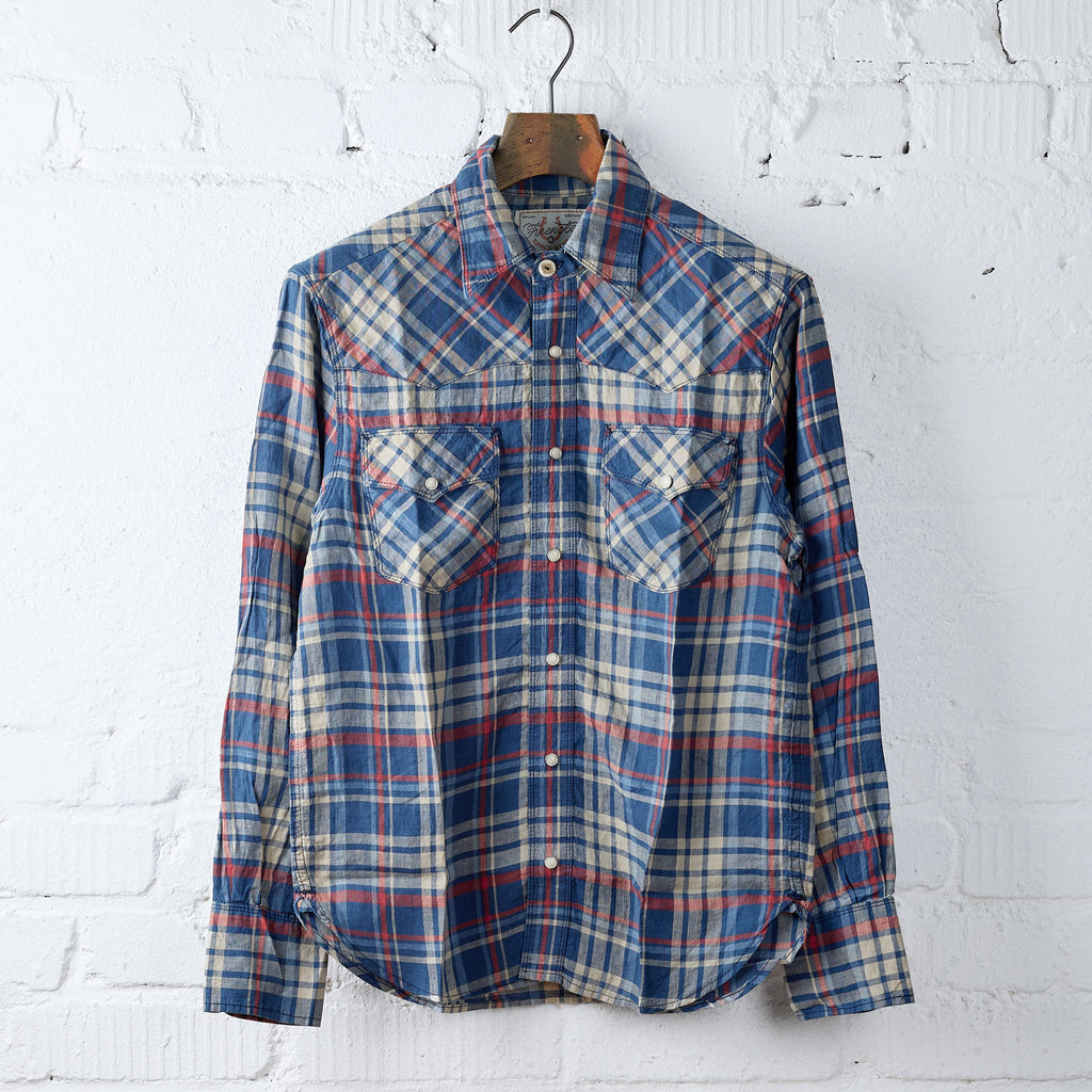 freenote cloth | western scout kingfisher blue plaid