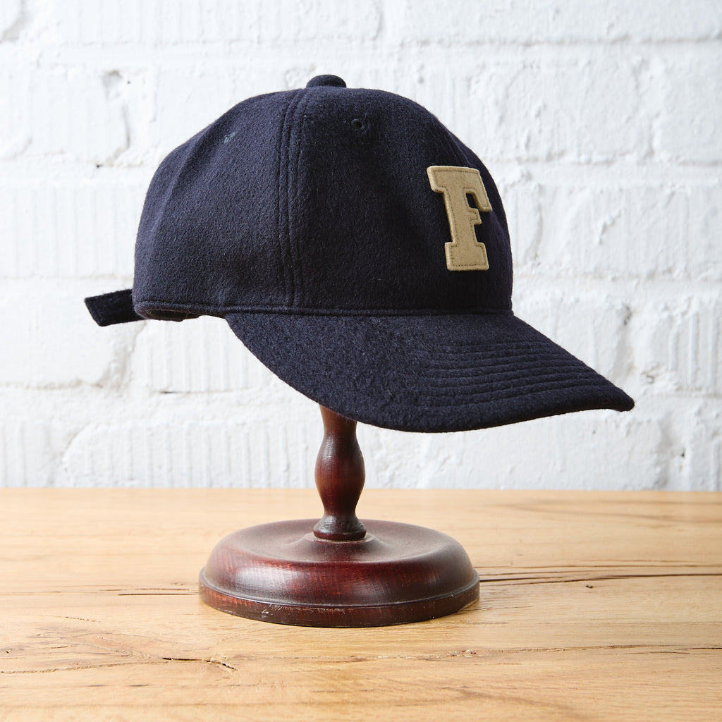 fullcount | 6843-25 6 panel wool melton baseball cap "f" patch - navy