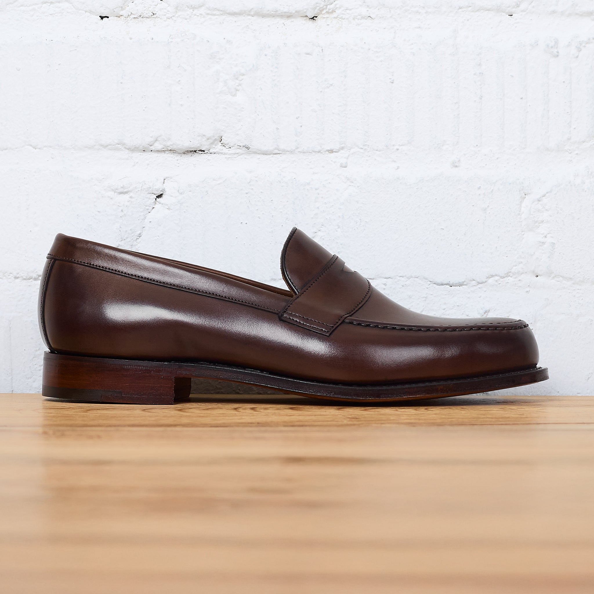 joseph cheaney & sons | hudson penny loafer in mocha calf joseph cheaney & sons | hudson penny loafer in mocha calf