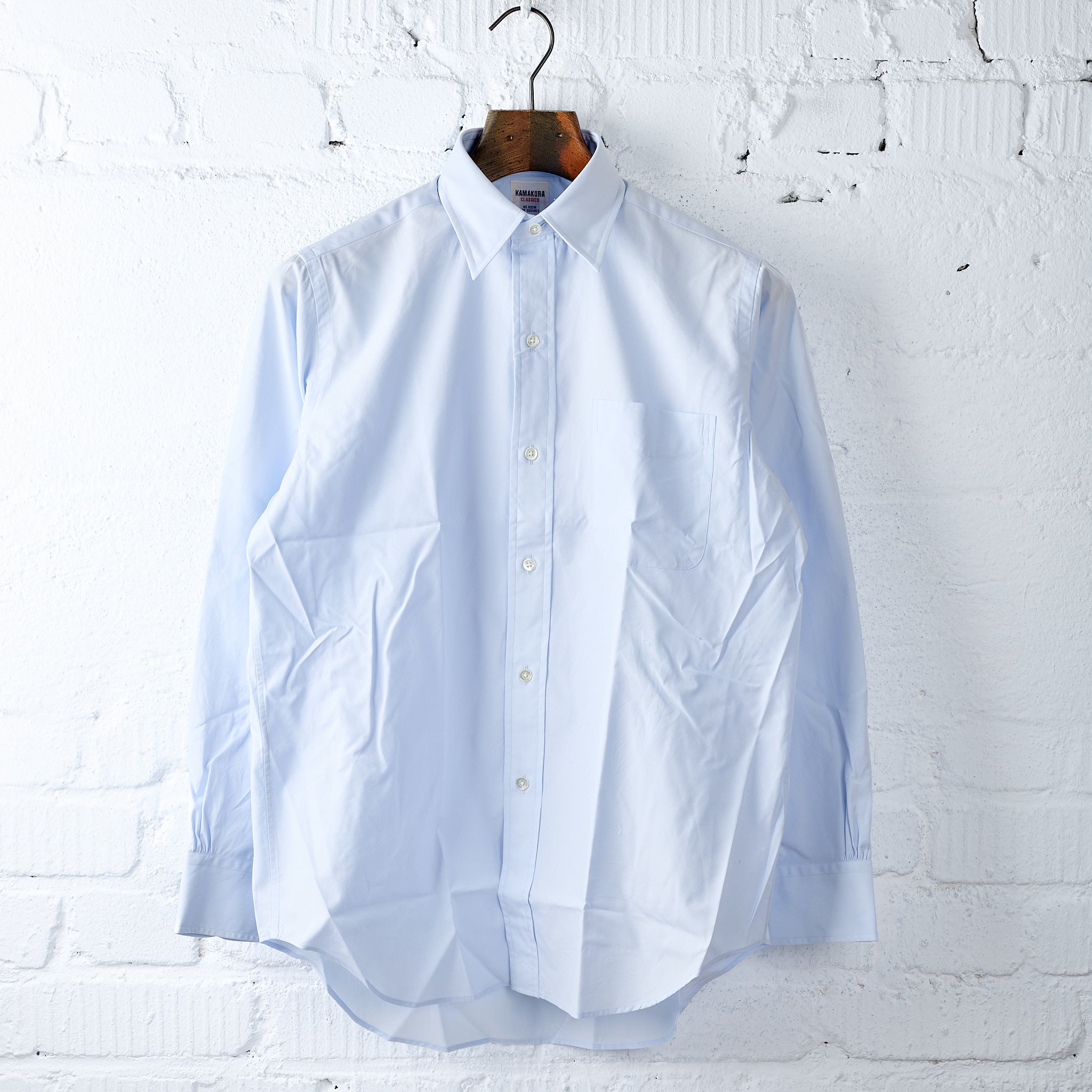 kamakura shirts | ametora straight collar selvedge poplin