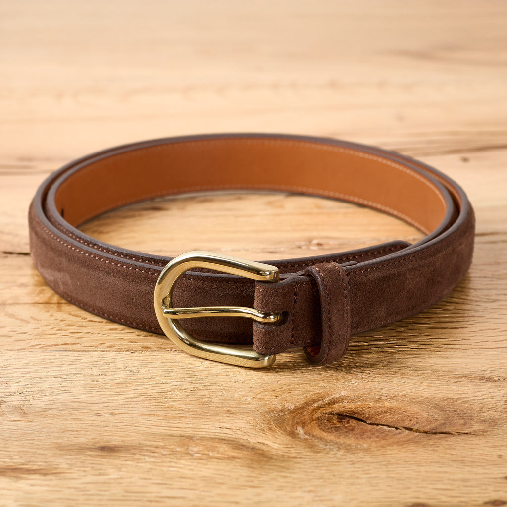 kamakura shirts | horseshoe buckle slim suede leather belt - brown - Bild 1