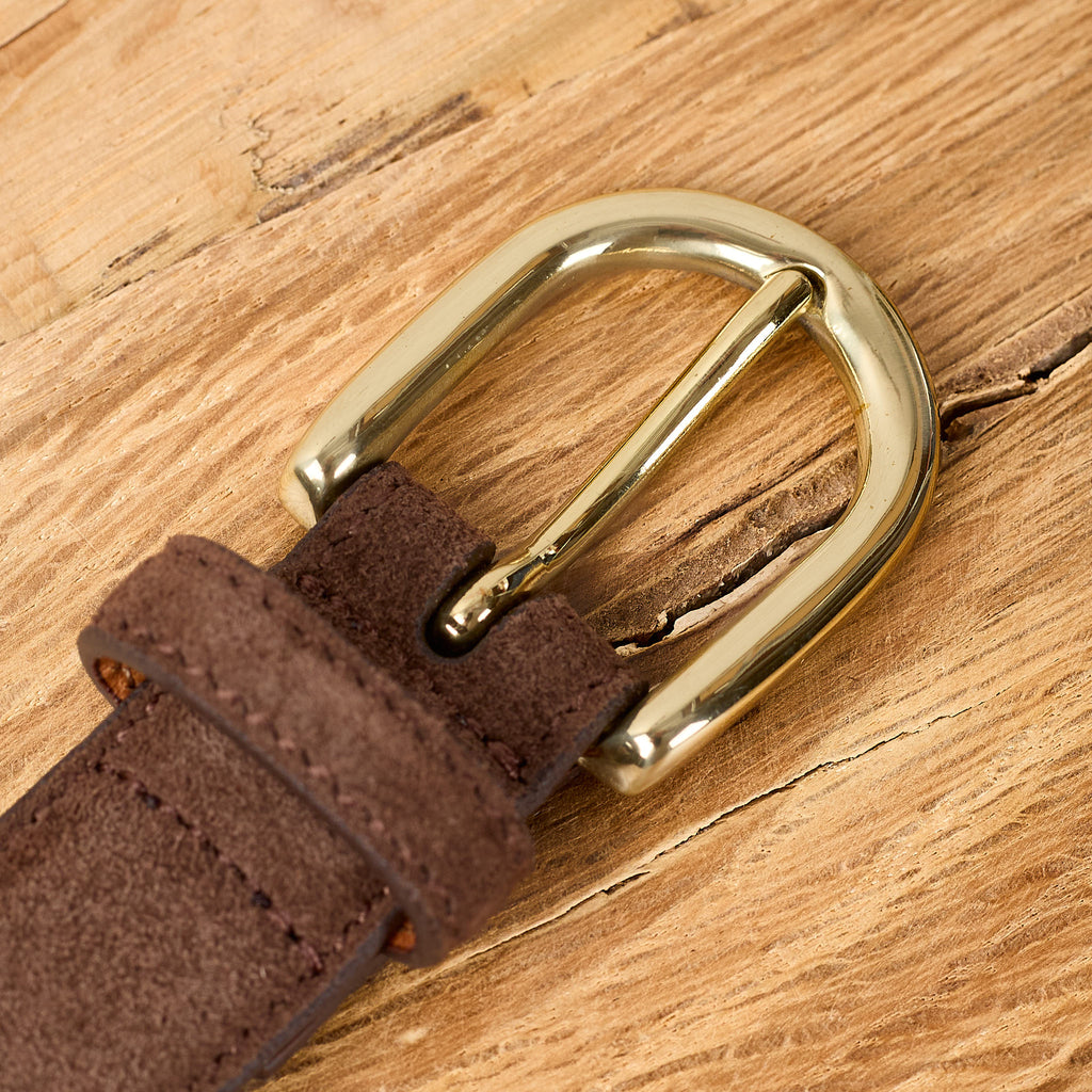 kamakura shirts | horseshoe buckle slim suede leather belt - brown - Bild 3
