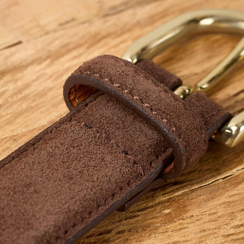 kamakura shirts | horseshoe buckle slim suede leather belt - brown - Bild 4