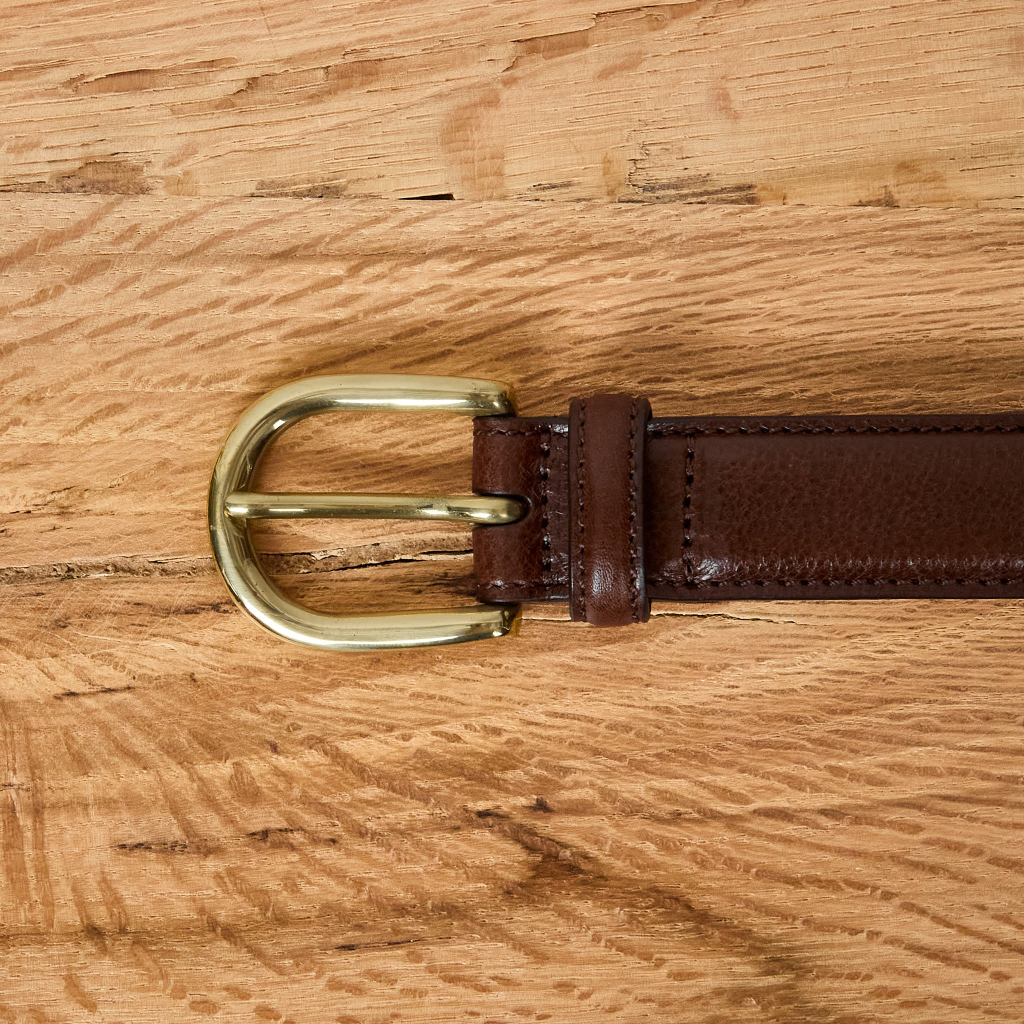 kamakura shirts | horseshoe buckle slim leather belt - brown